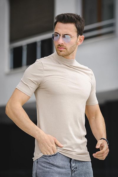 Oksit Ανδρικό μπλουζάκι Ernest Slim Fit Lycra Body Half Throat