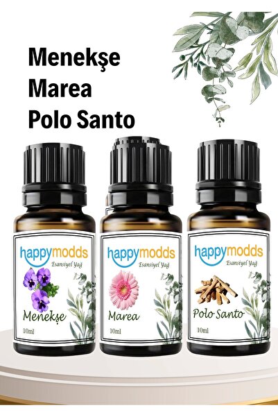 Happymodds Aromaterapi Uçucu Yağ 10 ml 3'lü Set Menekşe, Polo Santo, Marea