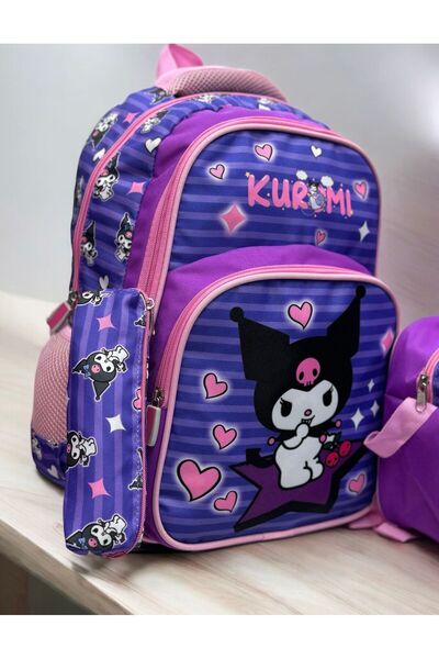 kuromi Set KUROMI de 3 - Geantă, suport pentru stilou și cutie de prânz