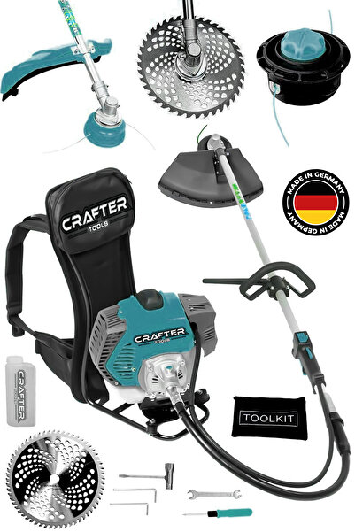 CRAFTERTOOLS Germany Sırt Tipi Benzinli Motorlu Ot Çalı Tırpanı Çim Biçme Makinesi Benzinli Sırt Tırpan