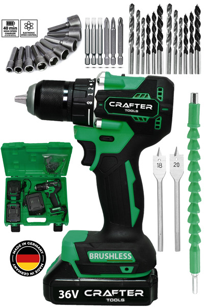 CRAFTERTOOLS Germany 36V 5Ah Çift Batarya Kömürsüz Motor 10mm Çelik Mandren Ş...