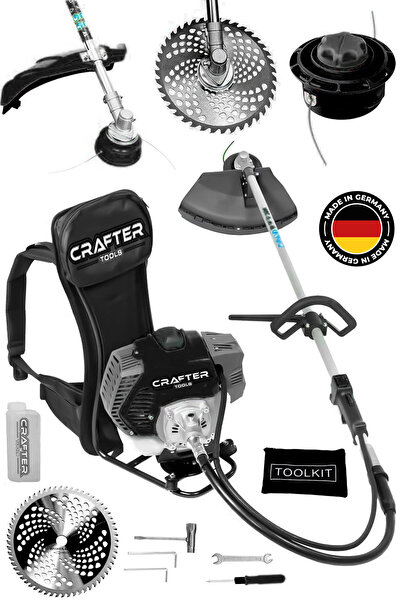 CRAFTERTOOLS Germany Sırt Tipi Benzinli Motorlu Ot Çalı Tırpanı Çim Biçme Mak...
