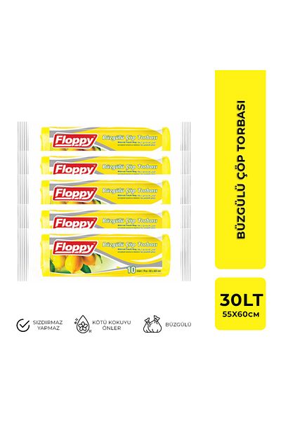 Floppy Lemon Scented Medium Size Drawstring Garbage Bag - 5 Pieces