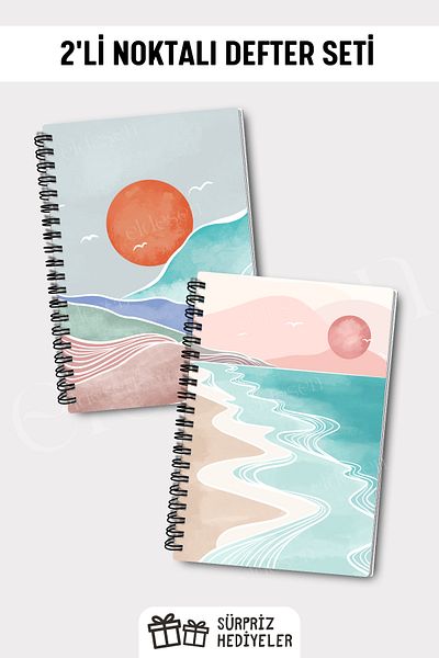 Eldesen Tasarım A5 Size 2-Point Notebook Set - 50 Sheets and 100 Sheets