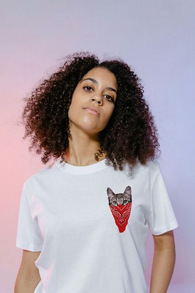 Pink Sky Μπλουζάκι Oversize Crew Neck - Mexican Printed Cat