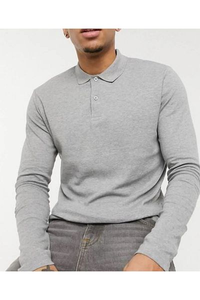 Ümiteks world of clothes Long Sleeve Polo Neck Gray T-shirt