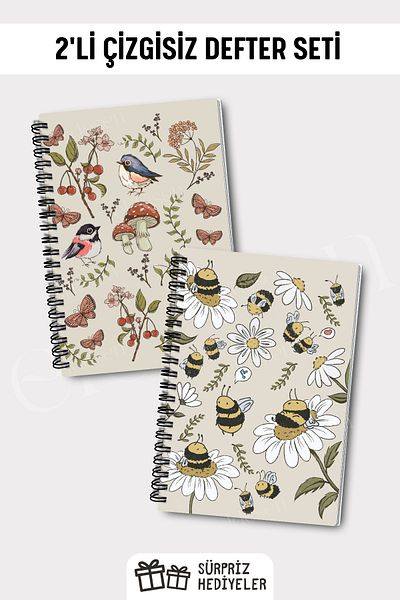 Eldesen Tasarım A5 Size 2-Piece Unlined Notebook Set - 50 Sheets and 100 Sheets
