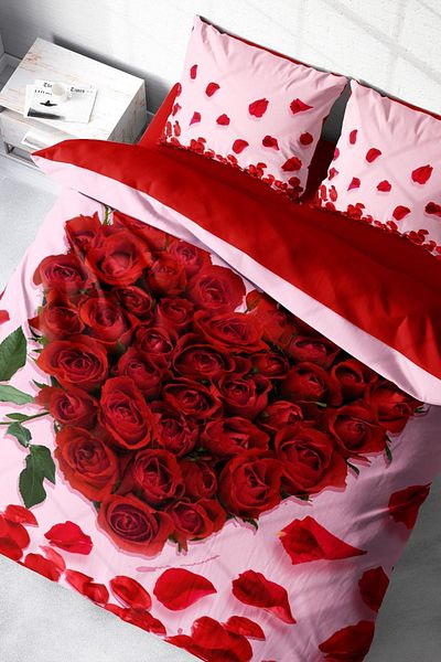 PerlaSera 3D Custom Design for Valentine's Day - Double Duvet Cover Set, Tightly Woven Cotton Satin