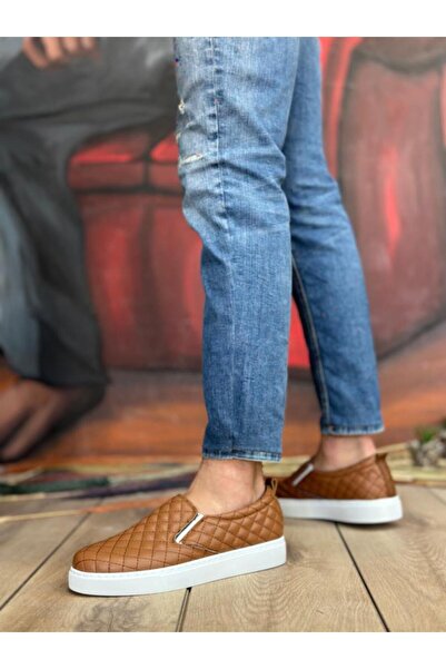 BPM BA0353 Коричневі стьобані повсякденні чоловічі туфлі - без шнурівки