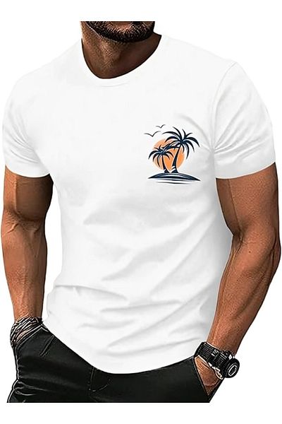 Pink Sky Ανδρικά κοντομάνικα μπλουζάκια Hawaiian Tropical printed