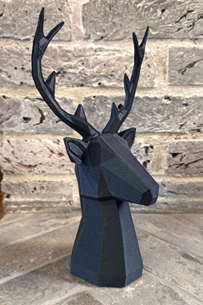 Geyik Heykeli Dekoratif Modern Biblo Büst 24cm Sert Plastik