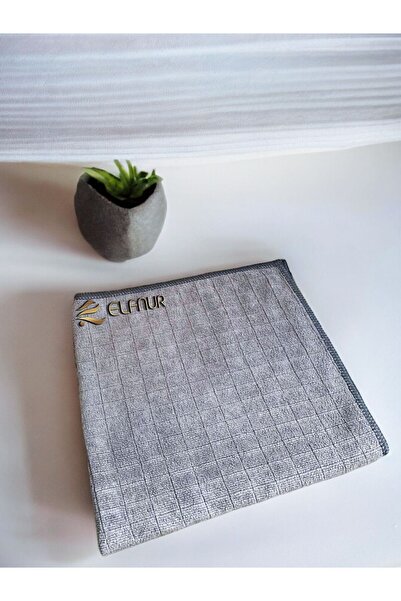 elfnur (1 ADET) Mikrofiber Mutfak Bezi Gri Kareli