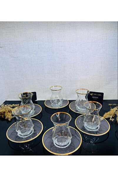 DECORS CENTER LAV YALDIZLI GOLD ALYA ÇAY SETİ