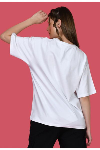 Pink Sky Tricou oversize din bumbac imprimat cu inimă