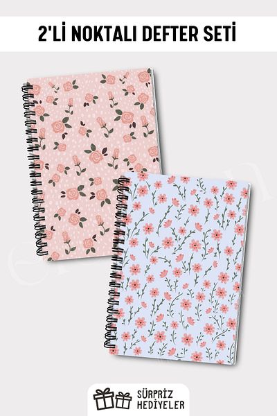 Eldesen Tasarım A5 Size 50 Sheets 100 Pages - Set of 2 Dotted Notebooks