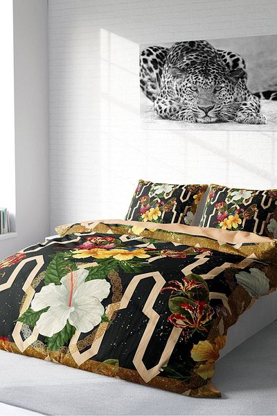 PerlaSera 3D Custom Design - Double Duvet Cover Set, Tightly Woven Cotton Satin, Figure Parrot