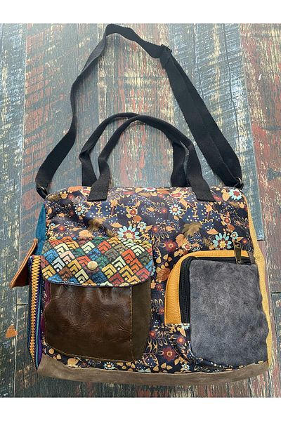 Street Bag Geantă etnică de umăr și mână cu mozaic - Utilizare zilnică și de călătorie, geantă Messenger