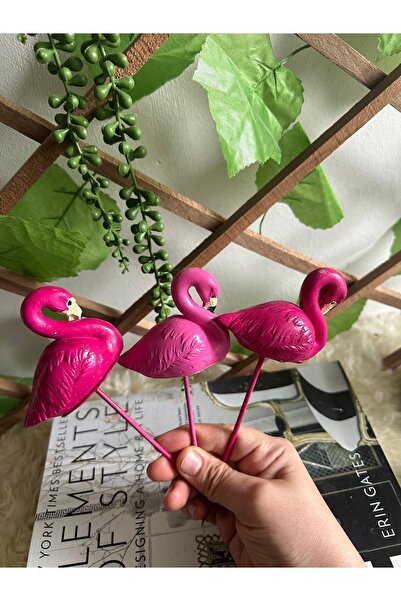 evdeki atölyem 3 lü flamingo saksı süsü