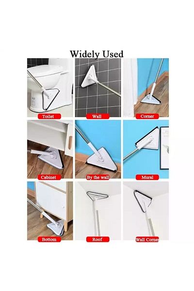 AYLA STAND 4 Cloth Triangle Mop Glass Parquet Tile Cleaning Microfiber Telescopic Handle