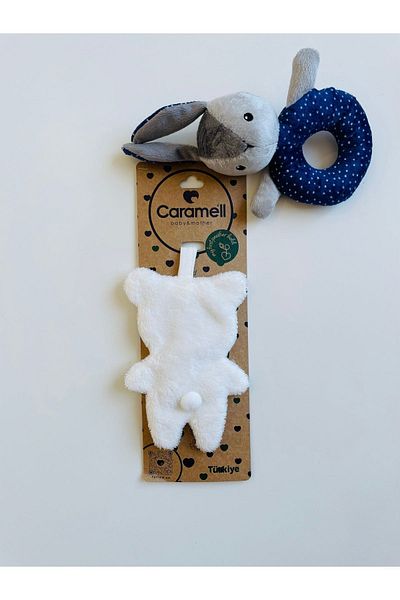 Caramell Ecru Plush Pacifier Strap for Newborn Babies - 0-18 Months Compatible