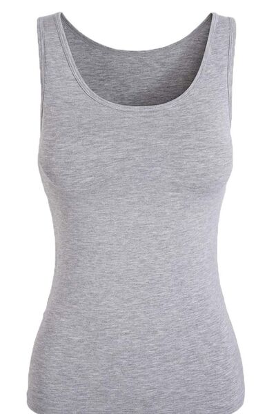 Tutku Kadın Gri Paket Pamuklu Ribana Geniş Askılı Atlet 3'lü