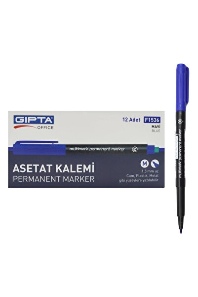 Gıpta Permanent Asetat Kalemi Silgili M Uç Mavi 12 Adet F1536