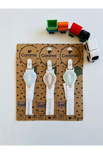 Caramell Blue Pacifier Strap for Newborn Babies - 0-18 Months Compatible