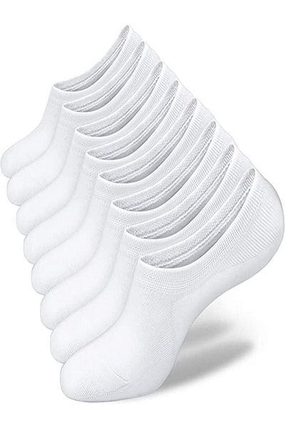 HEROSA TEKSTİL Cotton Unisex Invisible Sneakers 10 Piece White Socks