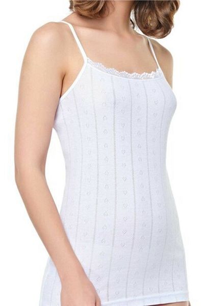 Tutku Tricou de corp din jacquard cu bretele alb cu frânghie, pachet de 6