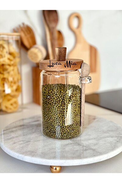 Luca Mia أكاسيا برطمان زجاجي مع ملعقة 700 مل