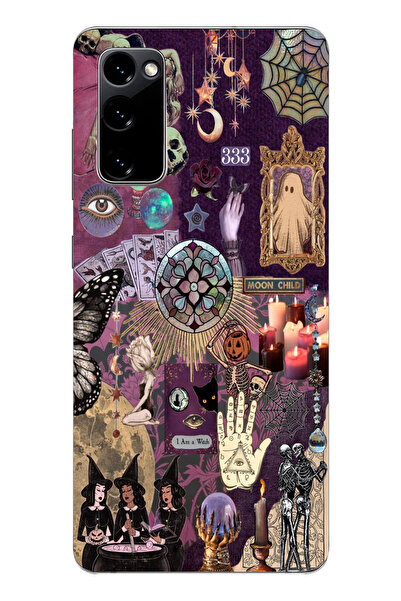 moonset Samsung Galaxy S20 FE Uyumlu Witch Kolaj Tasarımlı Baskılı Şeffaf Tel...