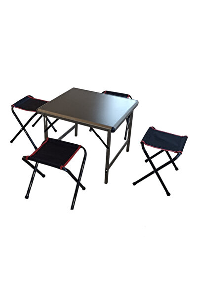 NİGHT CAMPER Kamp Masası Seti ( 4 tabureli katlanır Kamp Masa Seti)