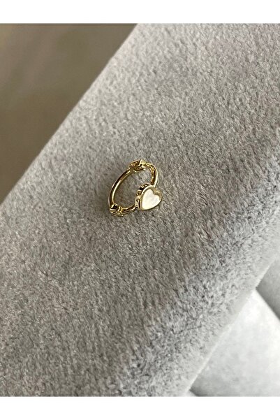 ds denizden silver Tekli Gümüş Sedefli Kalp Helix Halka Piercing - 1 Adet