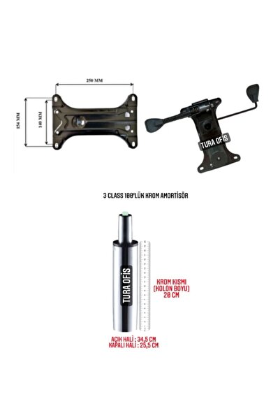 Elayce Ofis Çift Kollu Mekanizma 100'lük Krom Amortisör Ofis Koltuğu Yedek Parçası