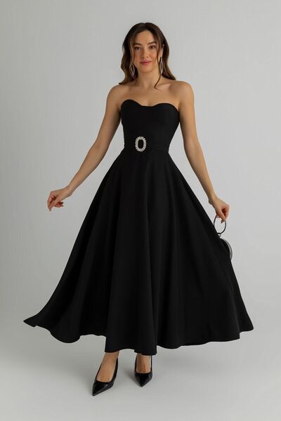 BK BOUTİQUE Taş Tokalı Straplez Abiye