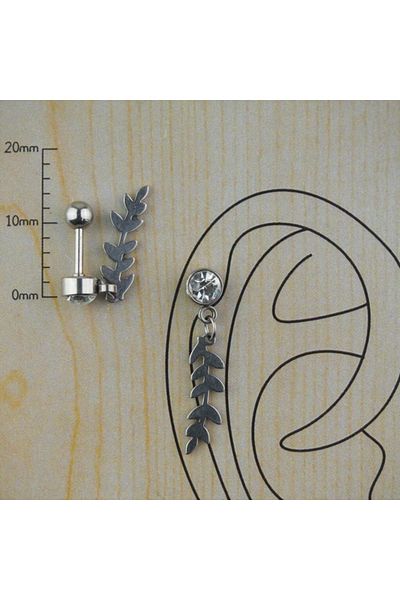 agbtasarım Solitaire Leaf Figured Cartilage and Ear Zircon Piercing - Snug Lobe