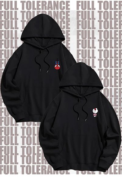 FULL TOLERANCE Women Men Unisex Hello Kitty Spiderman Lover Couple Combination Hooded Sweatshirt