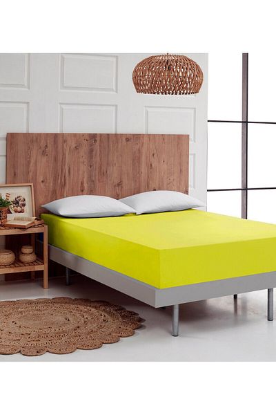 ATACA TEKSTİL Yellow Combed Cotton - Single and Double Fitted Sheet, 100% Cotton Breathable Fabric