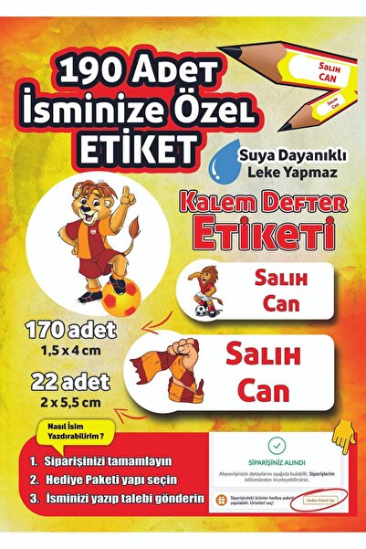 Joyygift Futbol,Maç,Takım Sarı Kırmızı, Aslan İsim Yazılabilen Kalem Defter, ...