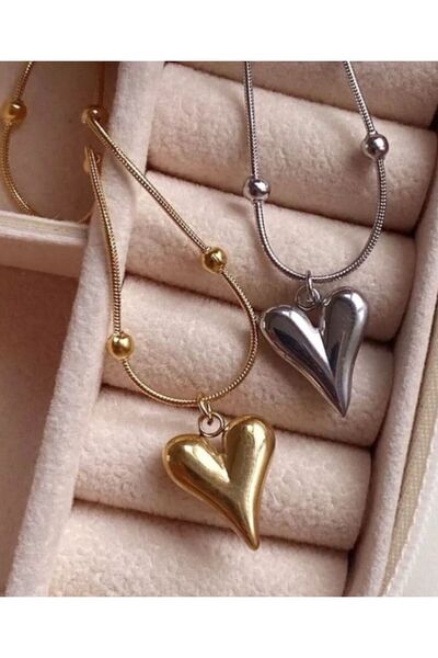 doi aksesuar قلادة على شكل قلب بسلسلة دوريكا من الفولاذ للسيدات