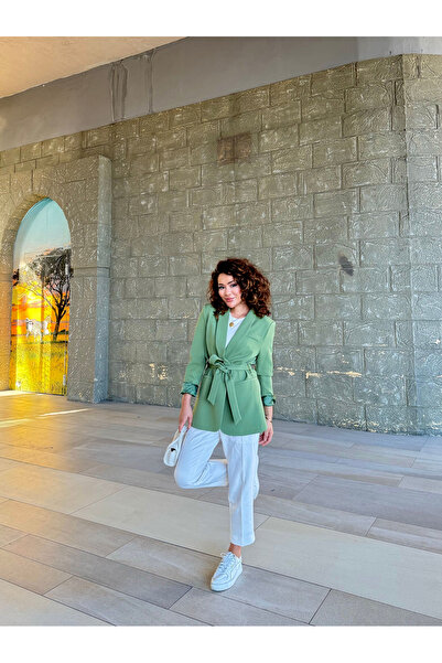 CLB COLLECTION Women's Blazer Jacket with Waist Ties