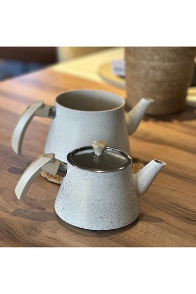 Yıldız çelik Granite Bakalıt Handle - Cream Teapot