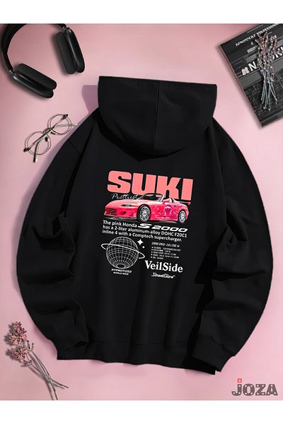 Joza Outdoors Unisex Γυναικεία Ανδρικά Bullet Suki Πίσω Φούτερ με στάμπα με έγχρωμη κουκούλα από φλις