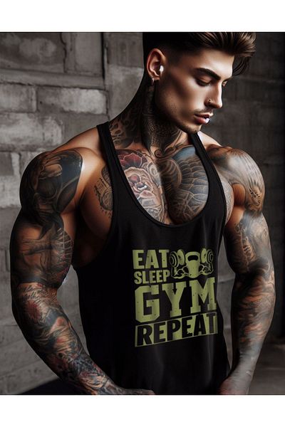 Ghedto Black Eat Fitness Gym Tank Top - Sports Tank Top
