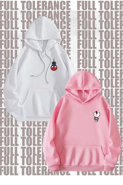 FULL TOLERANCE Women Men Unisex Hello Kitty Spiderman Lover Couple Combination Hooded Sweatshirt