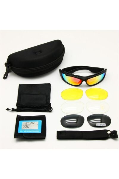 Schulzz Daisy Usa C6 Polarize Değişebilir 4 Lensli Military Tactical Gözlük Seti