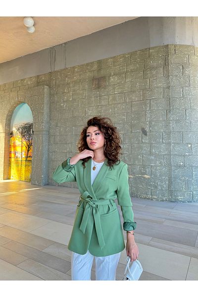 CLB COLLECTION Women's Blazer Jacket with Waist Ties