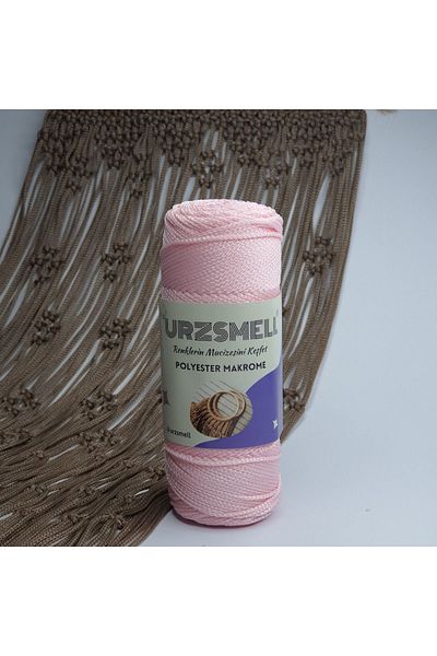 urzsmell Powder Pink Polyester Macrame - 100Gr, 140Mt, No. 3 Supla, Bag and Accessory Thread