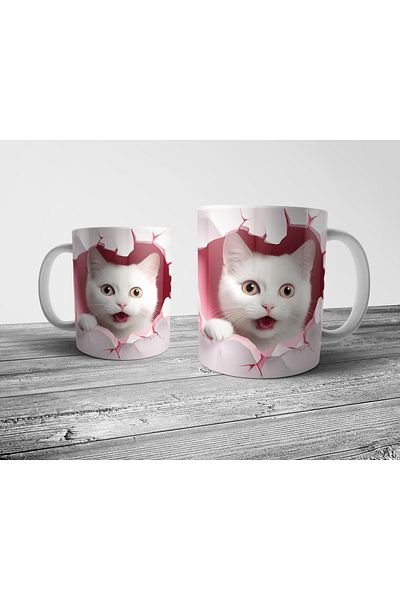 Pixxa Cat and Cat Mug with Optical Illusion - Model 7