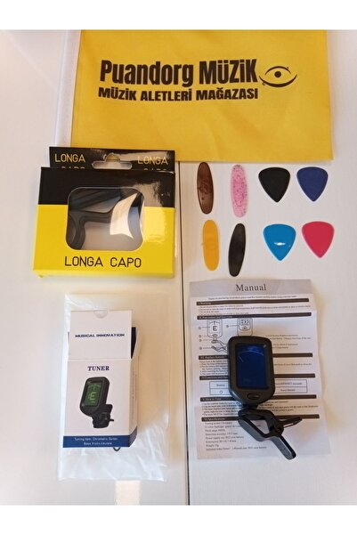 PUANDORG TUNER DİJİTAL AKORT ALETİ(+Gitar Ve Bağlama Kaposu + Pena Ve Mızrap Seti HEDİYELİ)